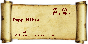 Papp Miksa névjegykártya